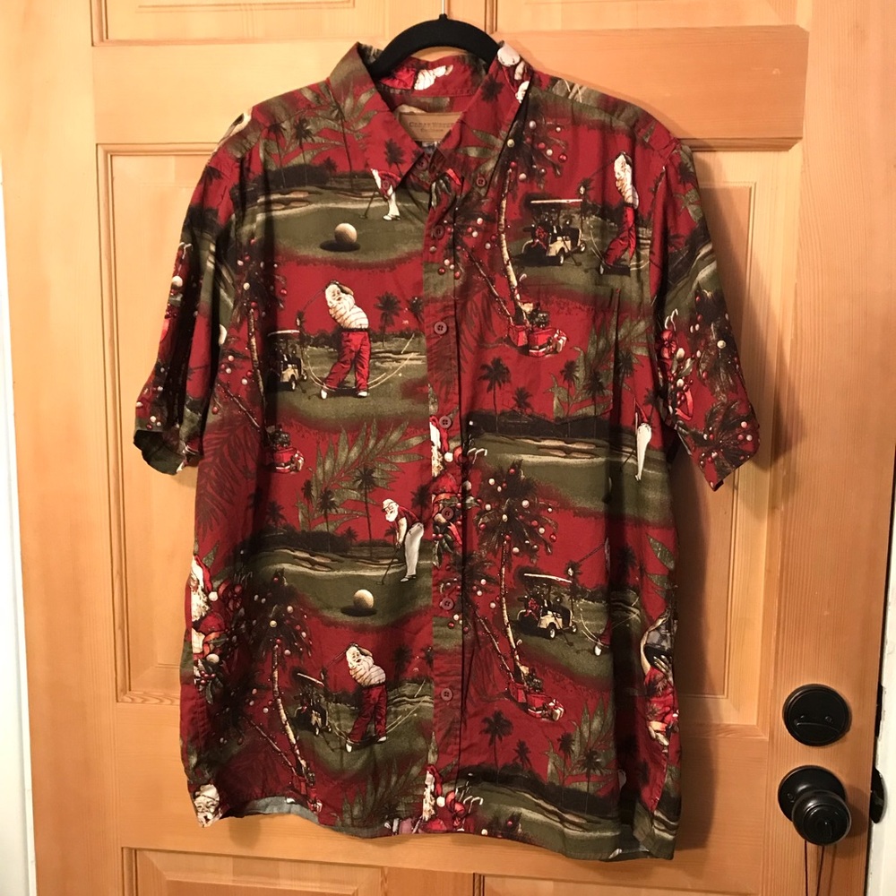 Clear water outfitters santa golfing shirt